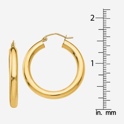 14K Gold 30mm Round Hoop Earrings