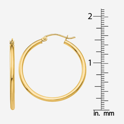 14K Gold 30mm Round Hoop Earrings