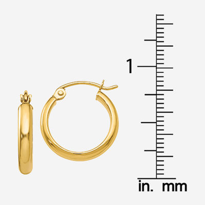 14K Gold 15mm Round Hoop Earrings