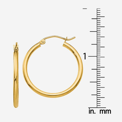 14K Gold 25mm Round Hoop Earrings