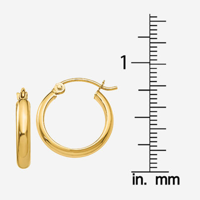 14K Gold 12mm Round Hoop Earrings