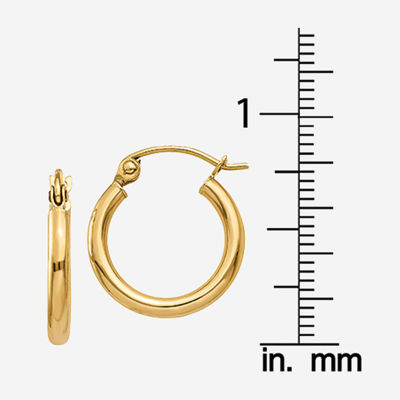 14K Gold 15mm Round Hoop Earrings