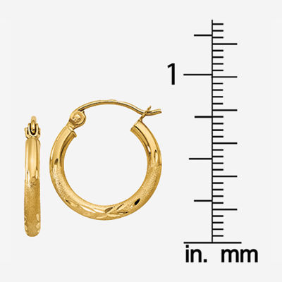 14K Gold 15mm Round Hoop Earrings