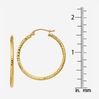 14K Gold 30mm Round Hoop Earrings