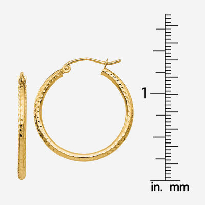 14K Gold 25mm Round Hoop Earrings