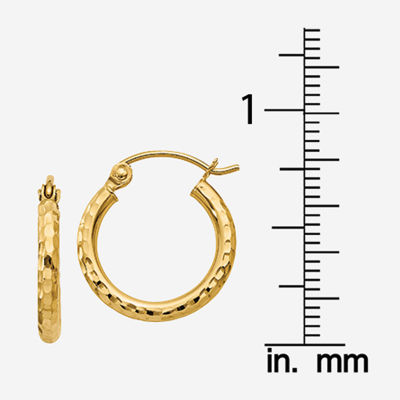 14K Gold 15mm Round Hoop Earrings