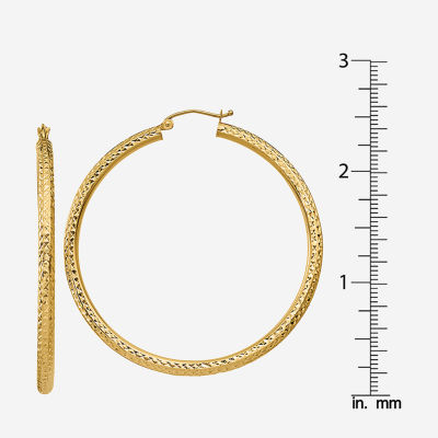 14K Gold 50mm Round Hoop Earrings