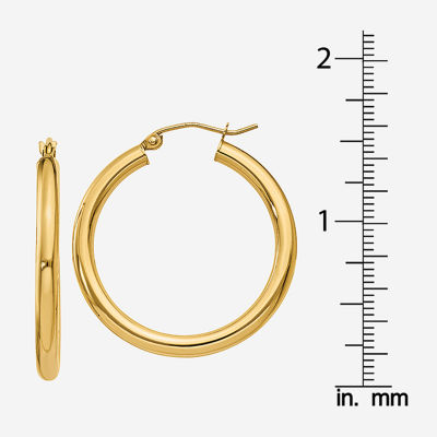 14K Gold 30mm Round Hoop Earrings