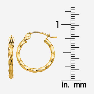 14K Gold 12mm Round Hoop Earrings