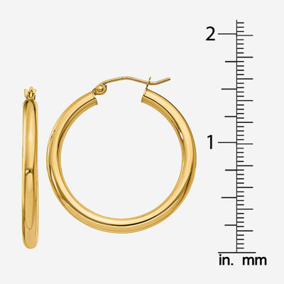 14K Gold 30mm Round Hoop Earrings