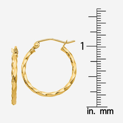 14K Gold 15mm Round Hoop Earrings