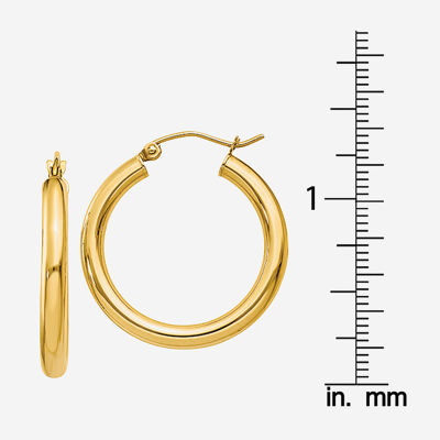 14K Gold 25mm Round Hoop Earrings