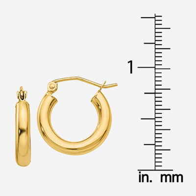 14K Gold 16mm Round Hoop Earrings