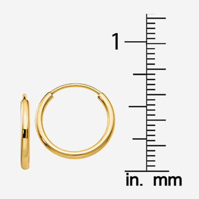 14K Gold 11mm Round Hoop Earrings