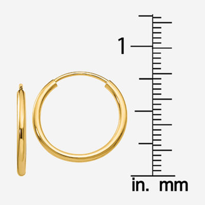 14K Gold 14mm Round Hoop Earrings