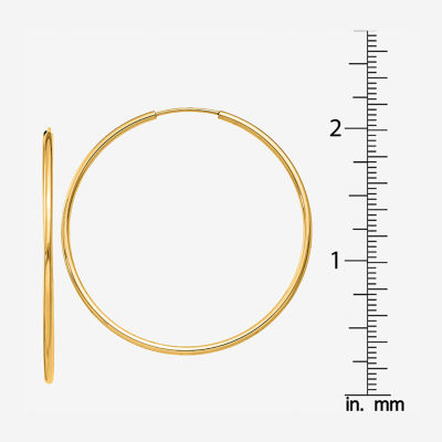 14K Gold 40mm Round Hoop Earrings