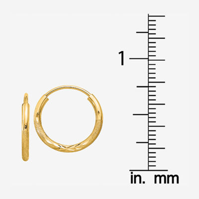 14K Gold 12mm Round Hoop Earrings