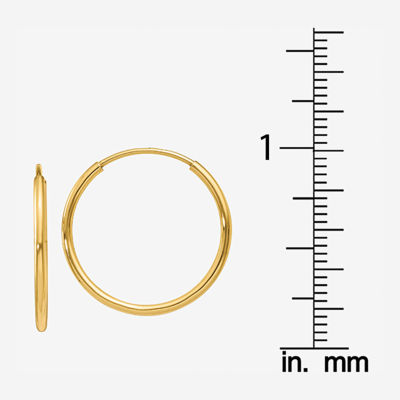 14K Gold 17mm Round Hoop Earrings