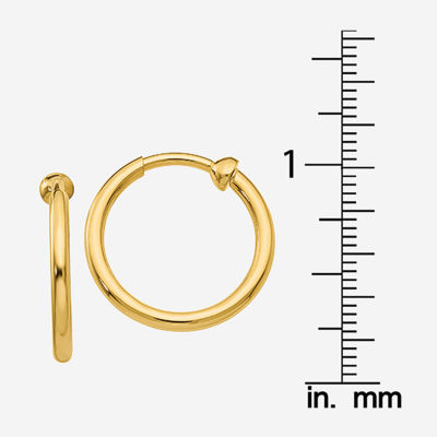 14K Gold 15mm Round Hoop Earrings