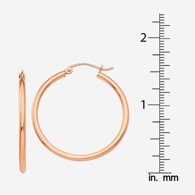 14K Rose Gold 30mm Round Hoop Earrings