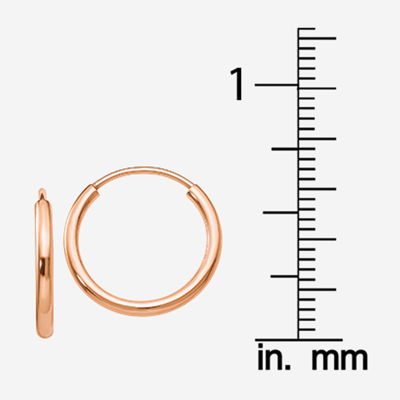 14K Rose Gold 14mm Round Hoop Earrings