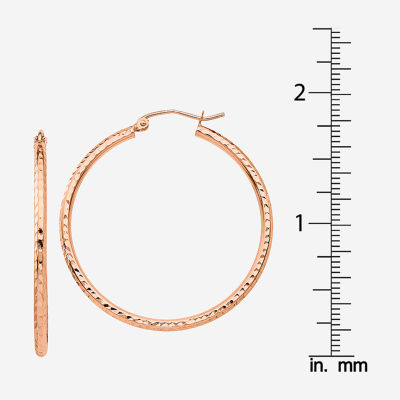 14K Rose Gold 35mm Round Hoop Earrings