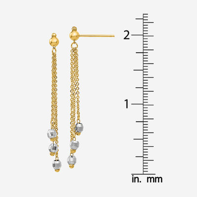 14K Two Tone Gold Ball Drop Earrings