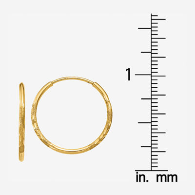 14K Gold 17mm Round Hoop Earrings