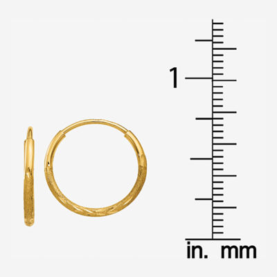 14K Gold 12mm Round Hoop Earrings