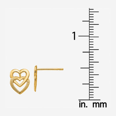 14K Gold 9mm Heart Stud Earrings