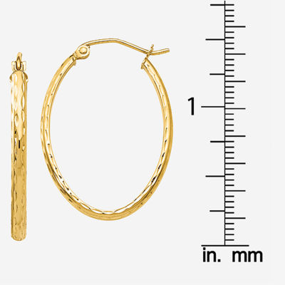14K Gold 18mm Oval Hoop Earrings