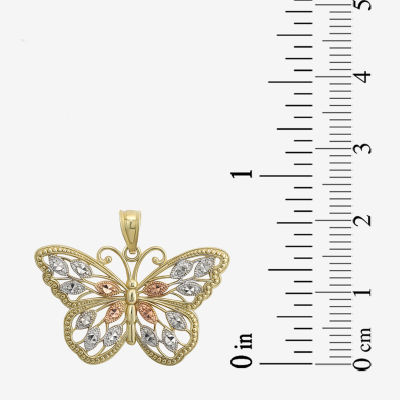 10K Tri-Tone Gold Butterfly Pendant