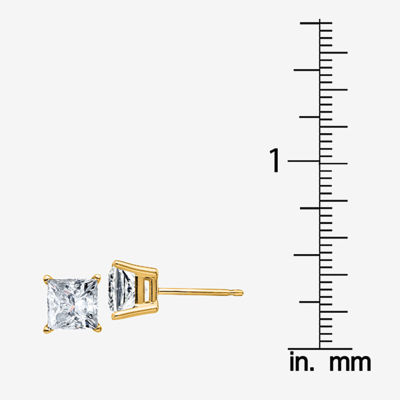 2 1/3 CT. T.W. White Moissanite 14K Gold 6mm Square Stud Earrings