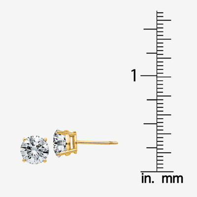 1 7/8 CT. T.W. White Moissanite 14K Gold 6.5mm Round Stud Earrings