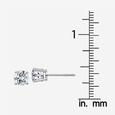 7/8 CT. T.W. White Moissanite 14K White Gold 5mm Round Stud Earrings