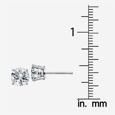 1 1/2 CT. T.W. White Moissanite 14K White Gold 6mm Round Stud Earrings