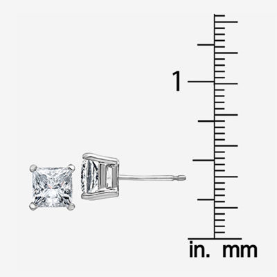 1 3/4 CT. T.W. White Moissanite 14K Gold 5.5mm Square Stud Earrings