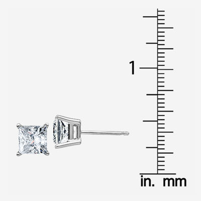 2 1/3 CT. T.W. White Moissanite 14K Gold 6mm Square Stud Earrings