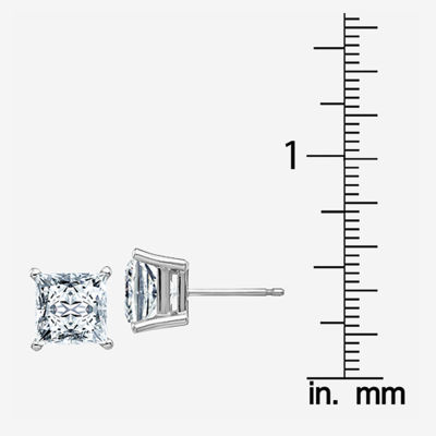 3 3/4 CT. T.W. White Moissanite 14K Gold 7mm Square Stud Earrings