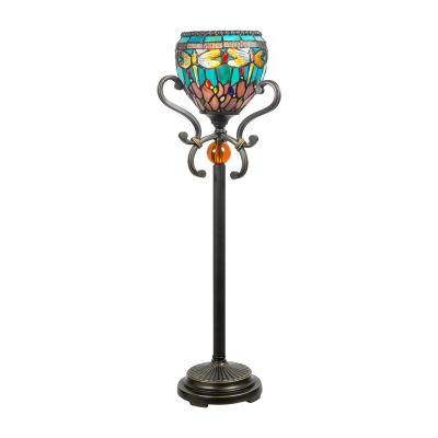 Dale Tiffany Briar Dragonfly Buffet Glass Table Lamp, Color Blue