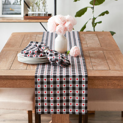 Design Imports Hearts Dobby Check Table Runners