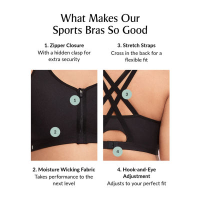 Glamorise® Zip Up Front Closure Sports Bra -9266