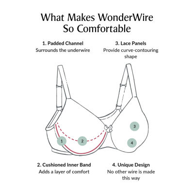 Glamorise Lace Comfort WonderWire Underwire Bra 9855 (Women's