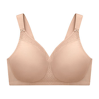 Glamorise Front-Closure Cotton T-Back Wire-free Comfort Bra - Cafe