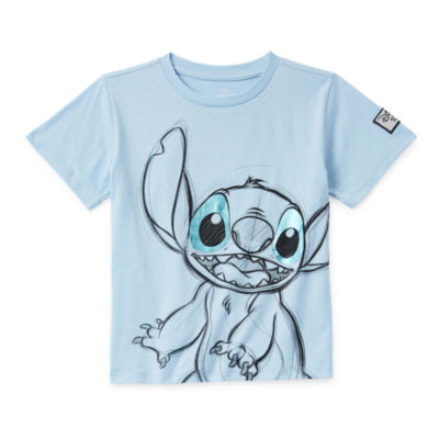 Disney Collection D100 Little & Big Girls Crew Neck Short Sleeve Stitch Graphic T-Shirt