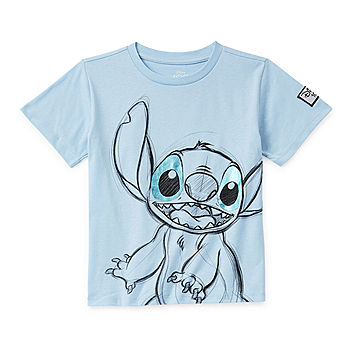 Disney Collection D100 Little & Big Girls Crew Neck Stitch Short Sleeve Graphic T-Shirt | Blue | Regular 3 | Shirts + Tops Graphic T-shirts