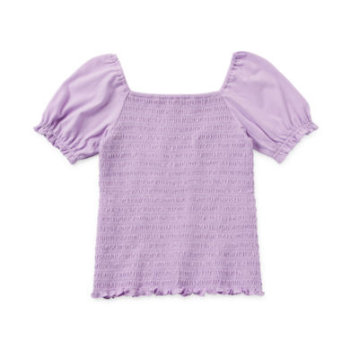 Thereabouts Little & Big Girls Square Neck Short Sleeve Blouse