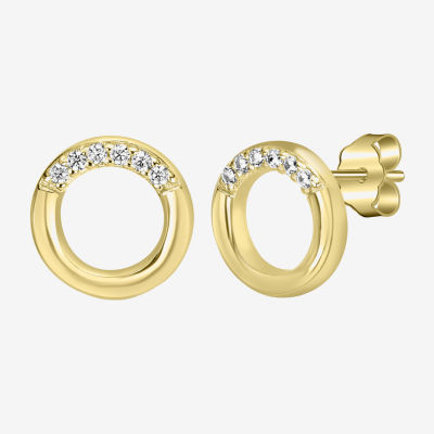 Silver Treasures Delicates Cubic Zirconia 14K Gold Over Brass 7mm Circle Stud Earrings