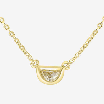 Silver Treasures Delicates Semi Circle Cubic Zirconia 14K Gold Over Brass 16 Inch Cable Pendant Necklace