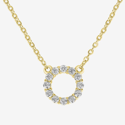 Silver Treasures Womens Cubic Zirconia 14K Gold Over Brass Pendant Necklaces